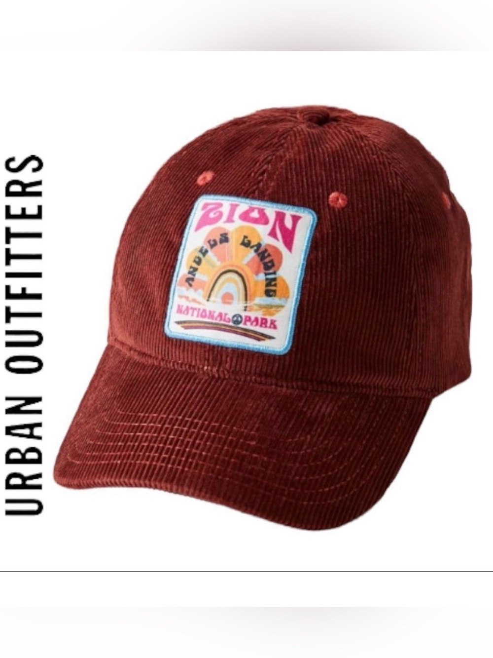 Urban Outfitters Corduroy Cap in Rust with Zion Patch